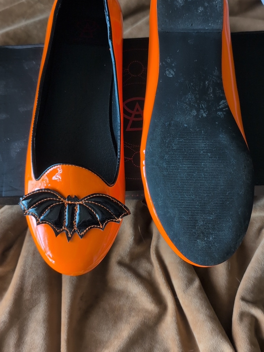 Orange Patent Bat Appliqué Slip-On Flats - Picture 3 of 4